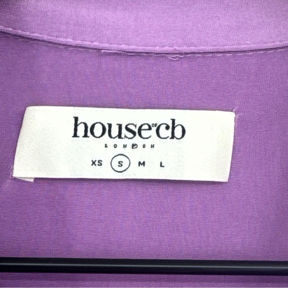 House of CB Martinique Button Front Jersey Knit Mini Shirt Dress - Purple -Small - Picture 5 of 8